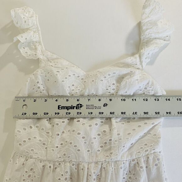 Sincerely Jules Midi Eyelet Dress M White Tiered Coquette Beach Cottagecore Trad - Picture 9 of 11